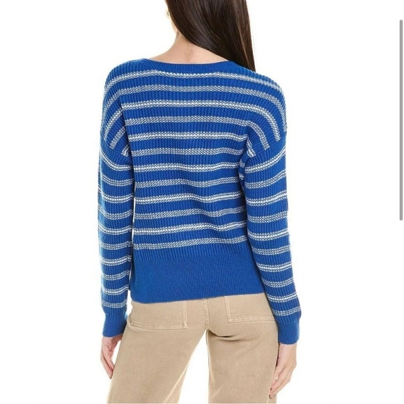 CAbi Blue/White Striped Knit Pullover Sweater w/ Buttons Size Medium #6165 - Picture 8 of 14